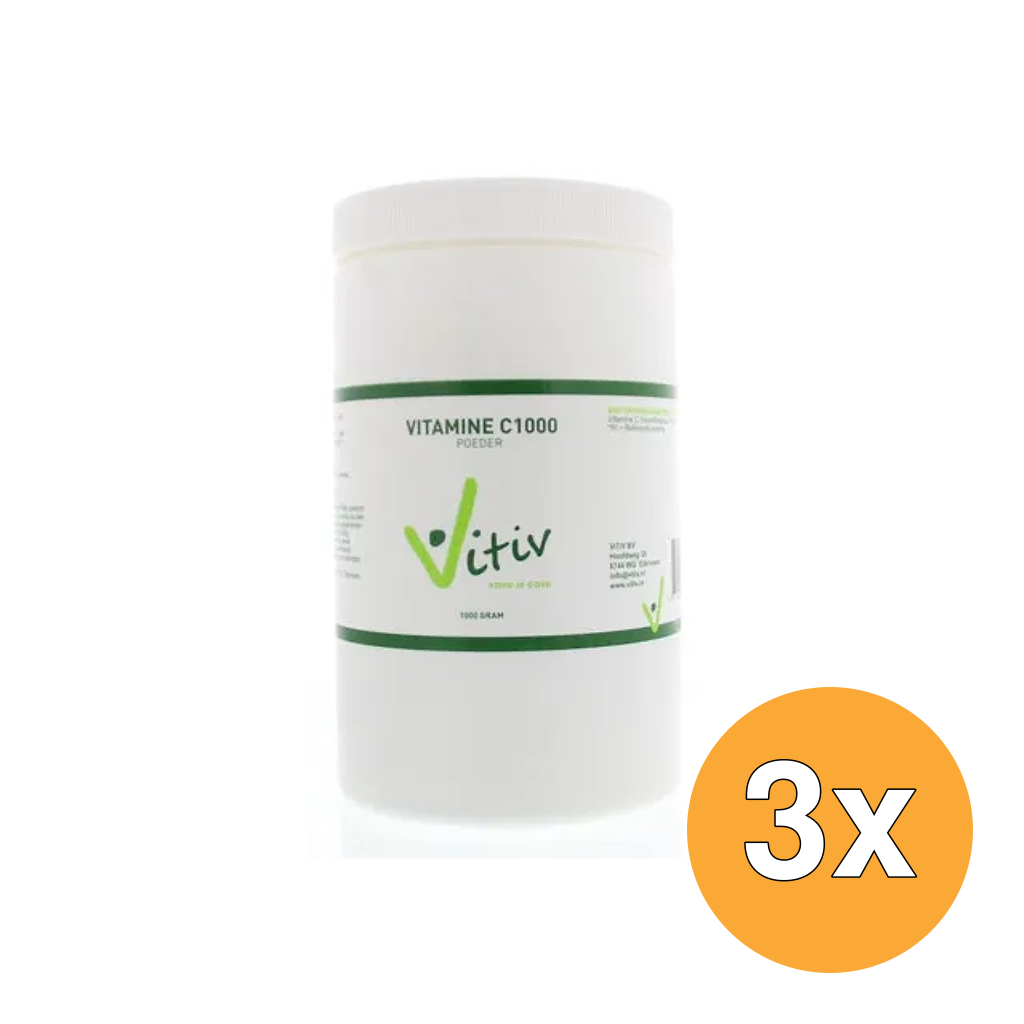 3x Vitiv Vitamine C Poeder (1000 gr)
