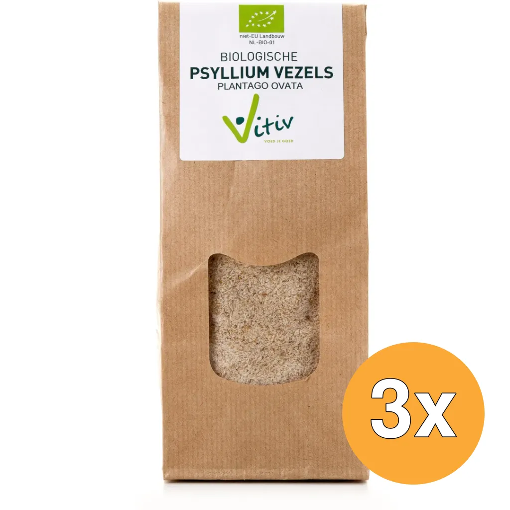 3x Vitiv Psyllium Husk Vezels Bio (125 gr)