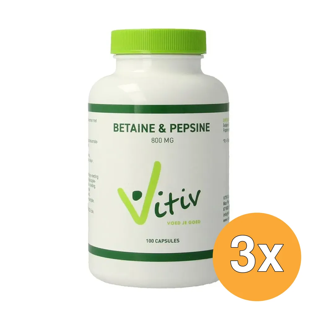 3x Vitiv Betaine Hcl & Pepsine (100 capsules)