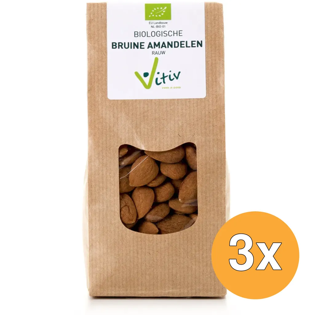 3x Vitiv Amandelen Met Vlies Bio (250 gr)