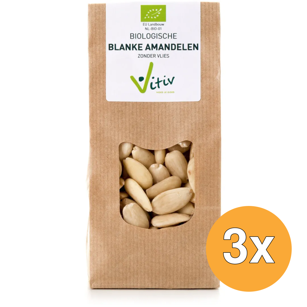 3x Vitiv Amandelen Zonder Vlies Bio (500 gr)