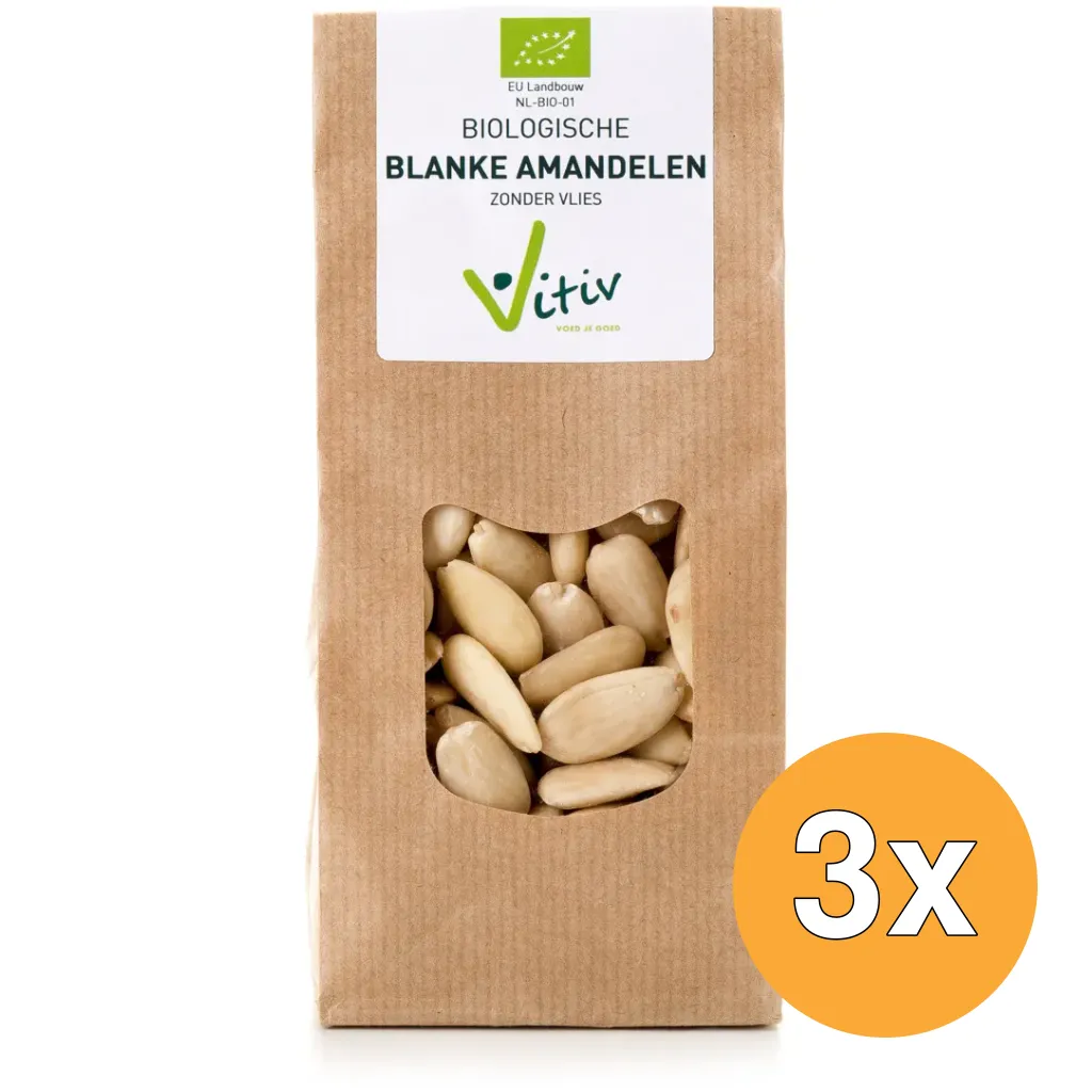 3x Vitiv Amandelen Zonder Vlies Bio (500 gr)