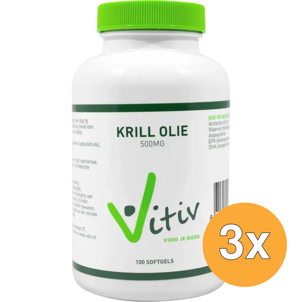 3x Vitiv Krillolie 500Mg Antartic (100 softgels)