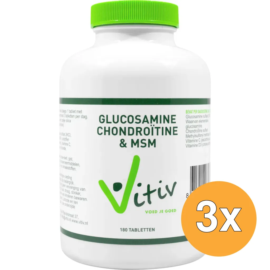3x Vitiv Glucosamine Chondroitine Msm (180 tabletten)