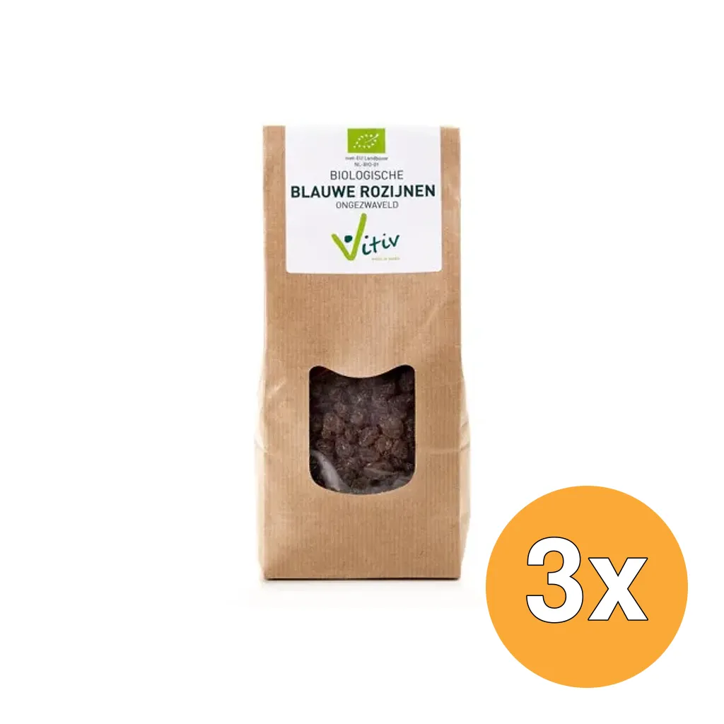 3x Vitiv Blauwe Rozijnen Klein Bio (1000 gr)