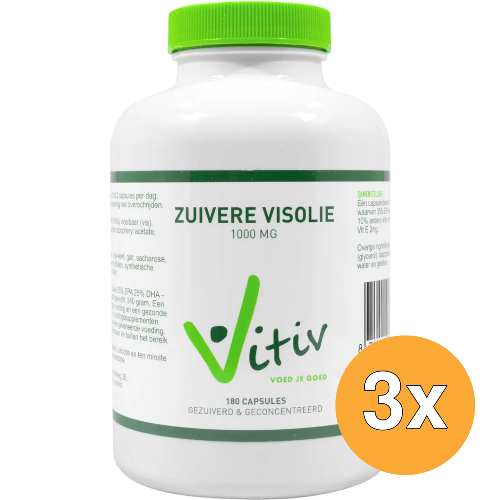 3x Vitiv Zuivere Visolie 1000Mg (180 capsules)