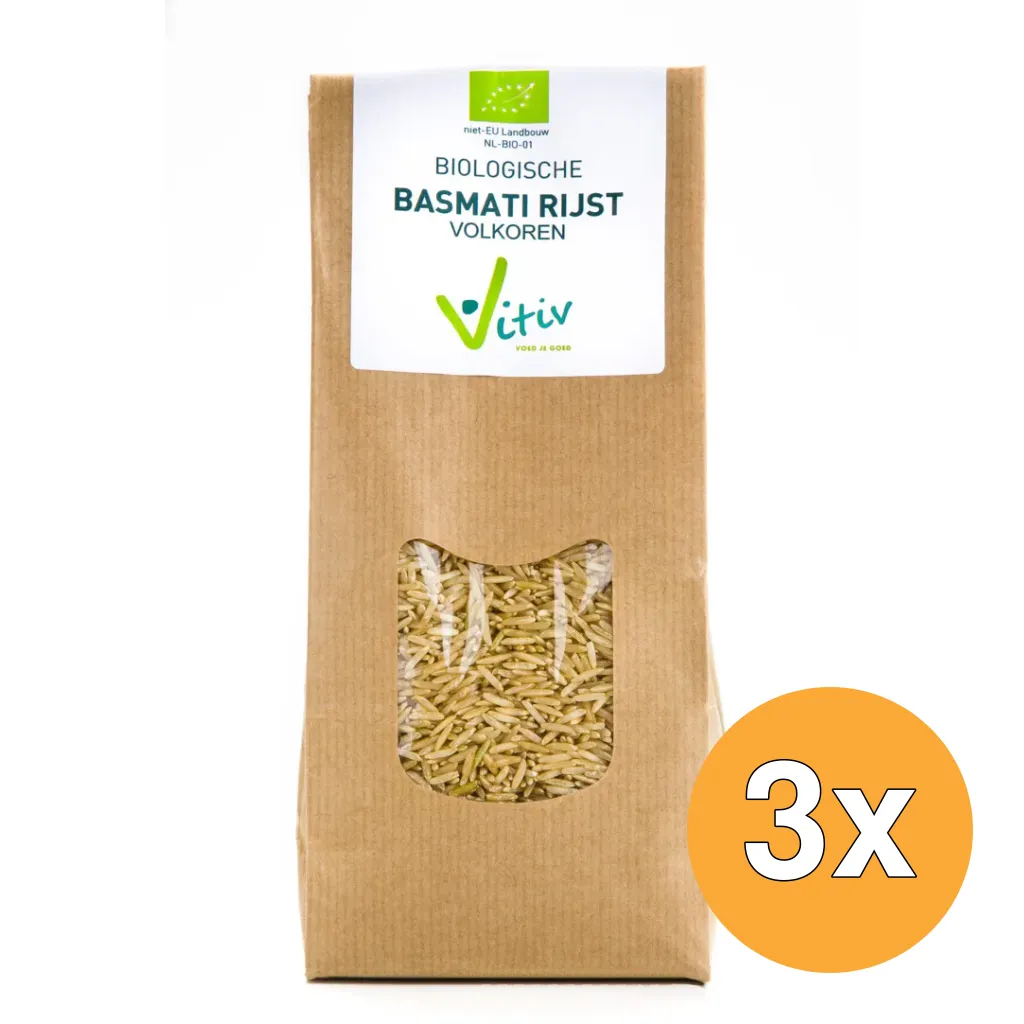 3x Vitiv Basmati Rijst Volkoren Bio (500 gr)