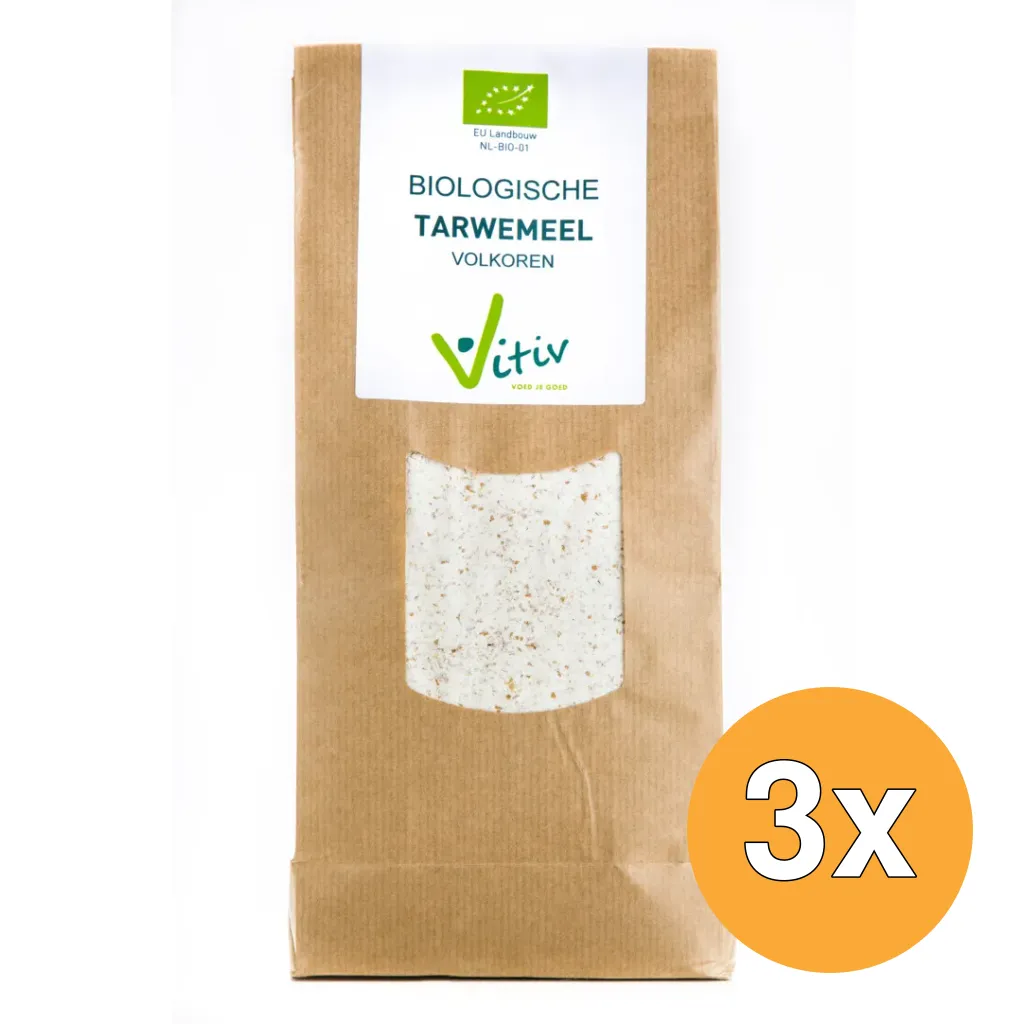 3x Vitiv Tarwemeel Volkoren Bio (1000 gr)
