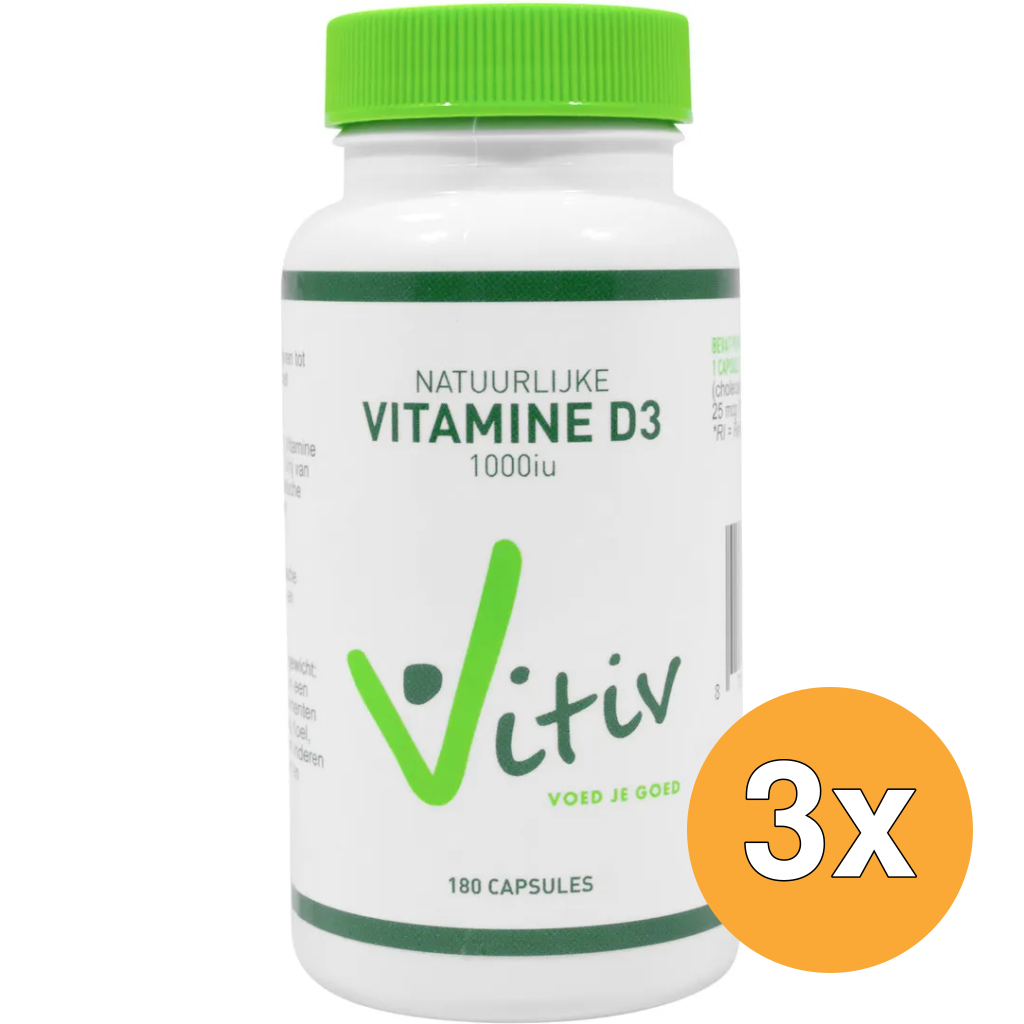 3x Vitiv Vitamine D3 1000iu (180 capsules)