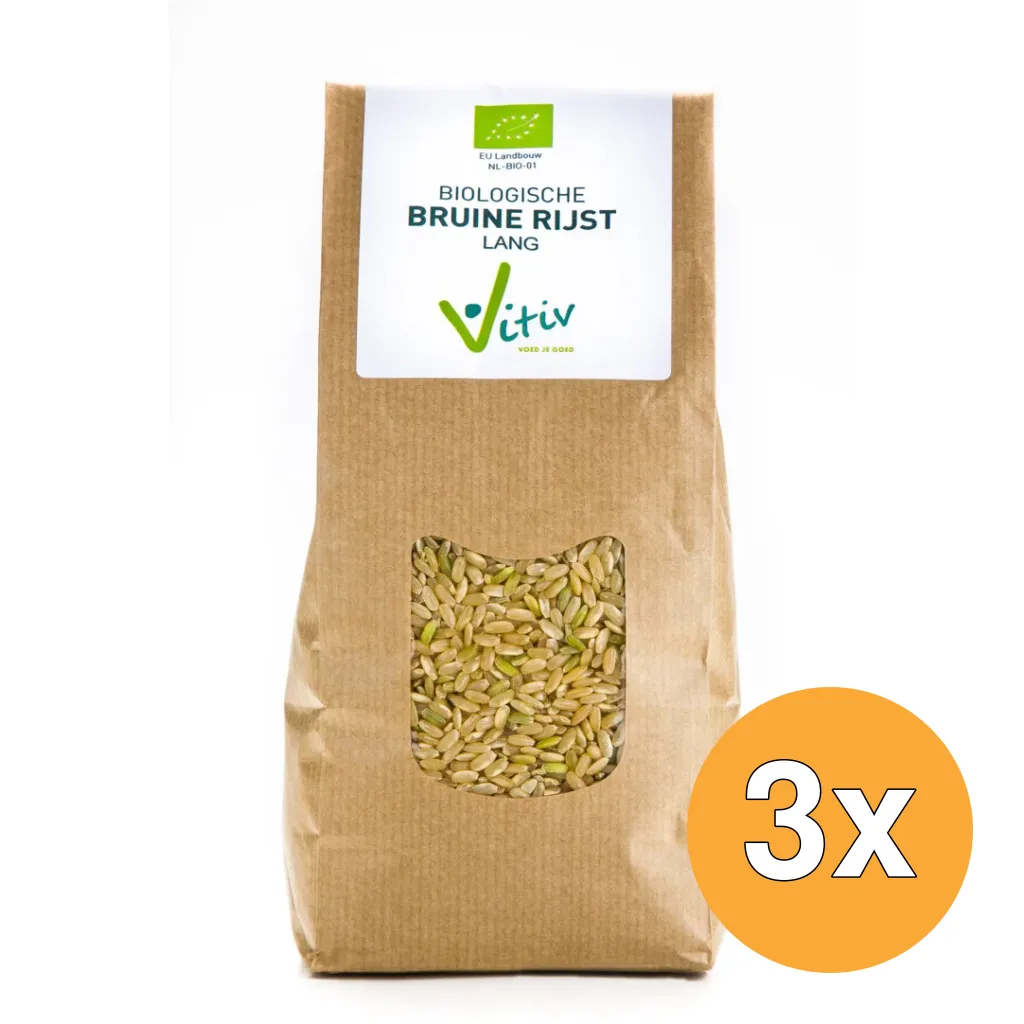 3x Vitiv Rijst Bruin Lang Bio (1000 gr)