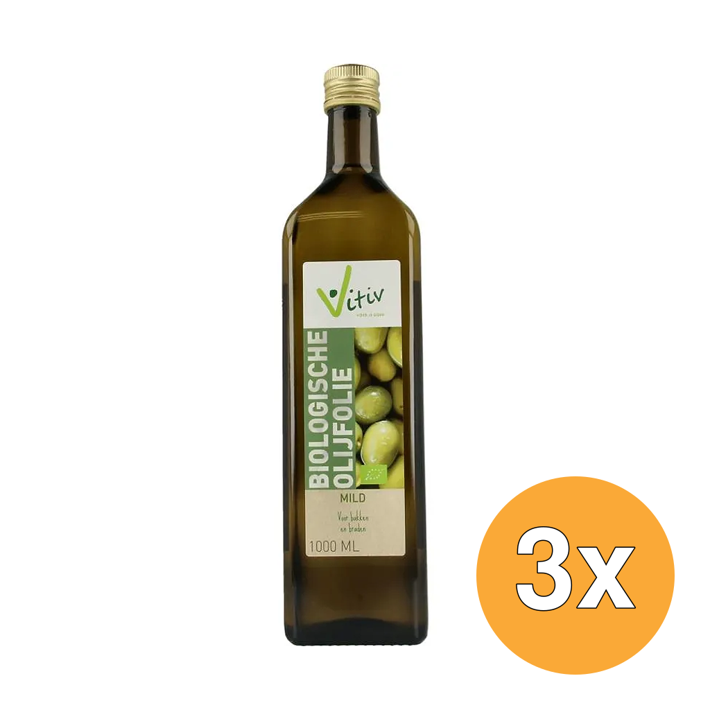 3x Vitiv Olijfolie Mild Bakken En Brade N Bio (1000 ml)