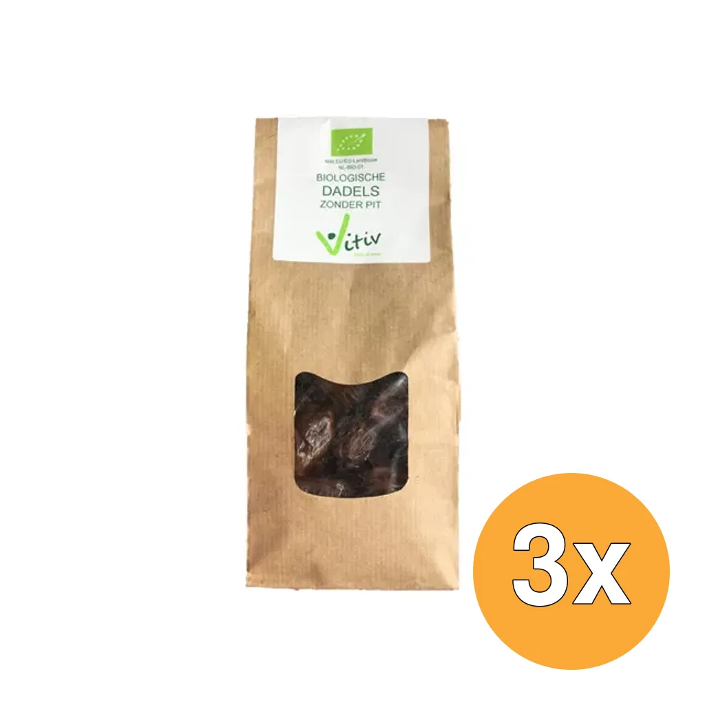 3x Vitiv Dadels Zonder Pit Bio (250 gr)