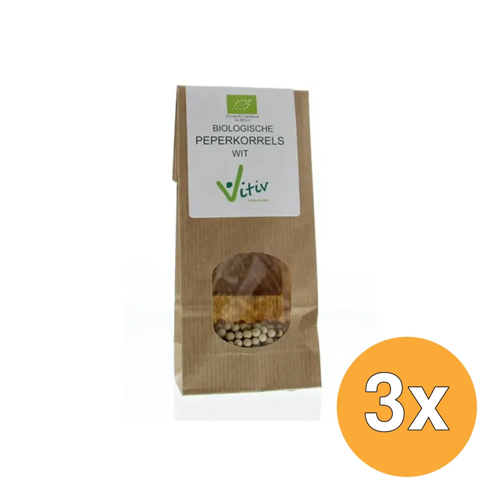 3x Vitiv Peperkorrels Wit Bio (40 gr)