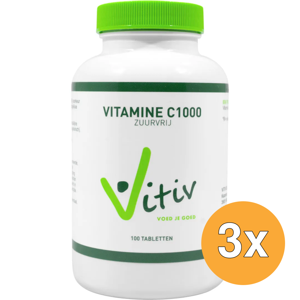 3x Vitiv Vitamine C1000 Zuurvrij (100 tabletten)