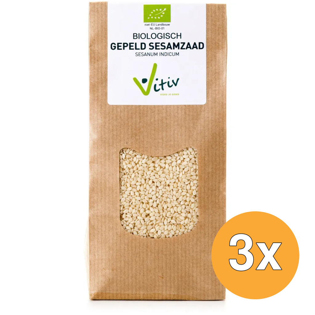 3x Vitiv Sesamzaad Wit Gepeld Bio (250 gr)