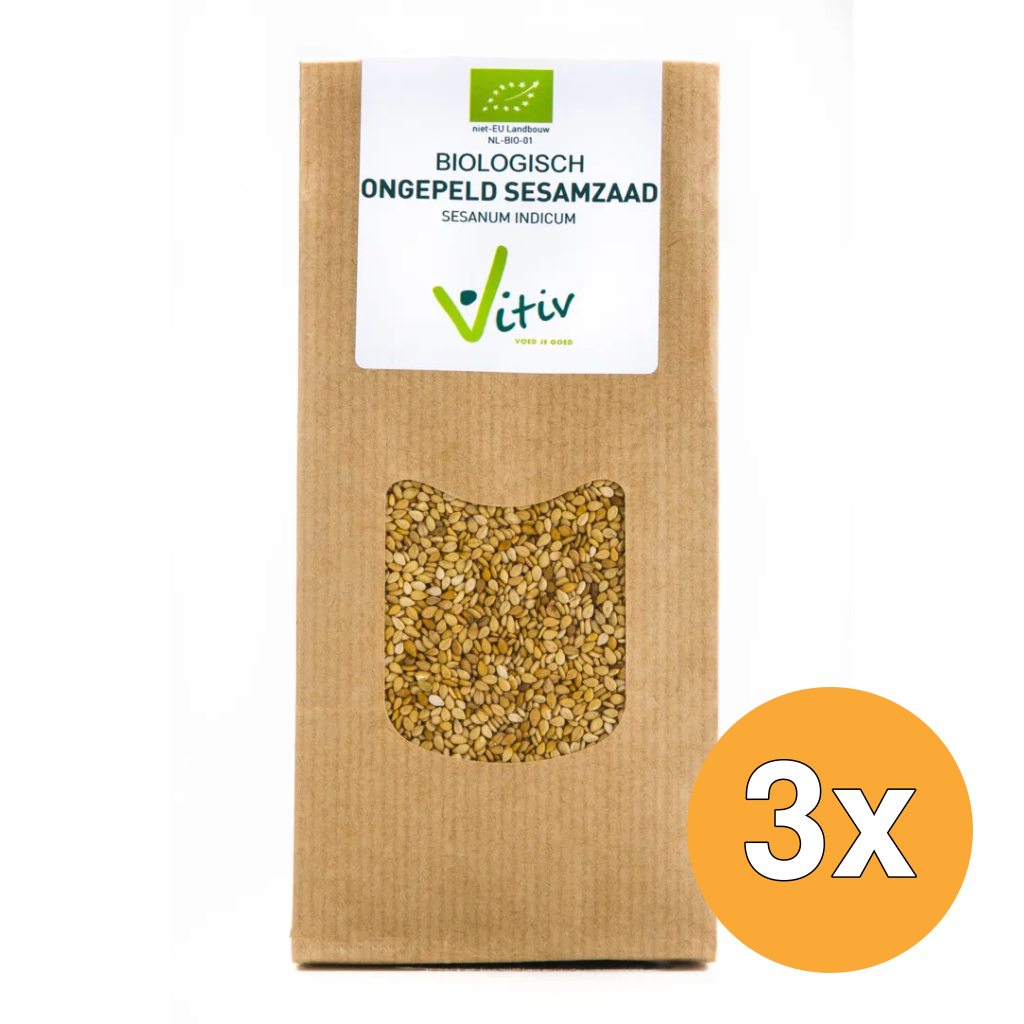 3x Vitiv Sesamzaad Ongepeld Bio (250 gr)