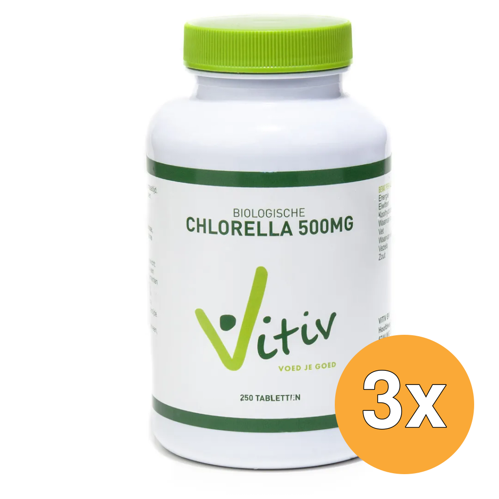 3x Vitiv Chlorella 500 Mg Bio (500 tabletten)