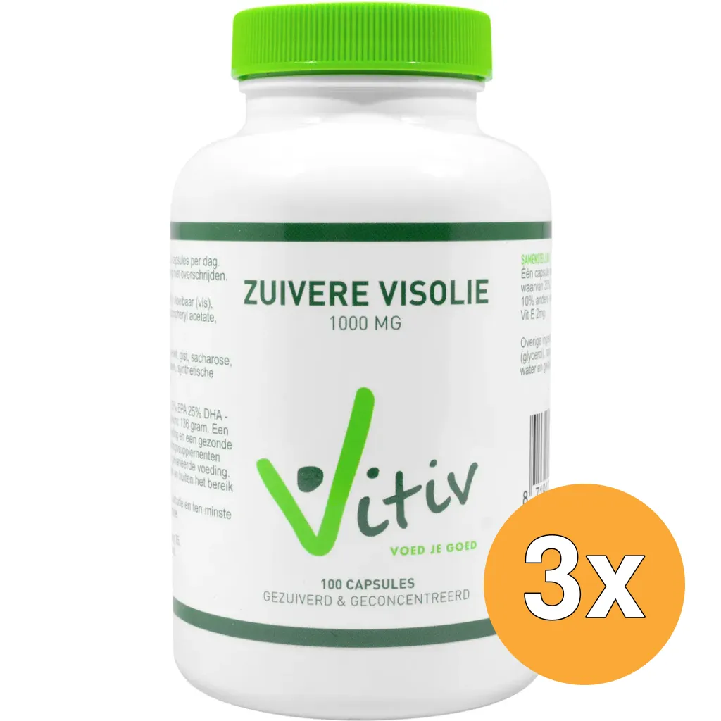 3x Vitiv Zuivere Visolie 1000Mg (100 capsules)