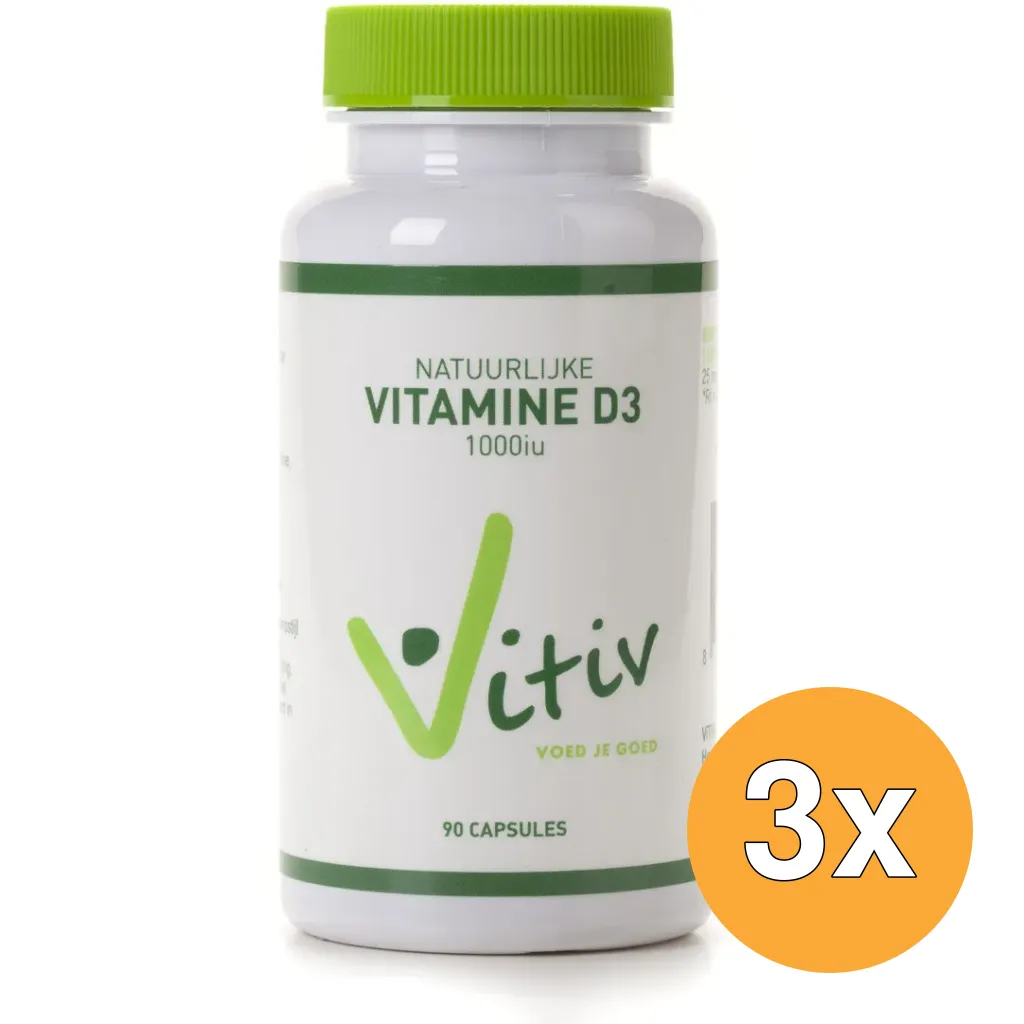 3x Vitiv Vitamine D3 1000Iu (90 capsules)