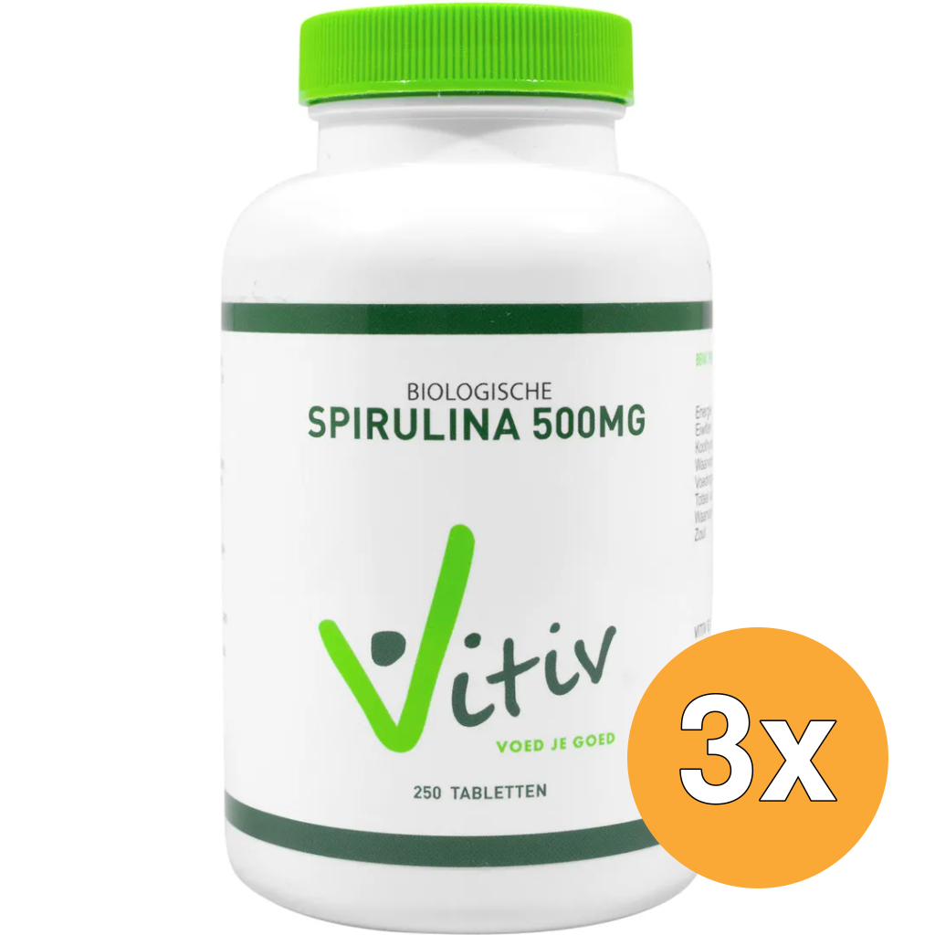 3x Vitiv Spirulina 500 Mg Bio (250 tabletten)