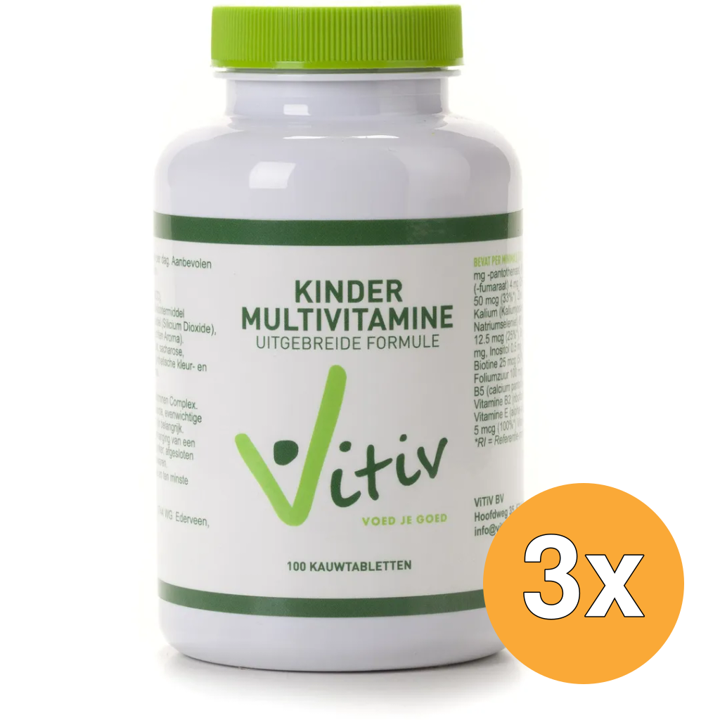 3x Vitiv Kinder Multivitamine (100 Kauwtabletten)