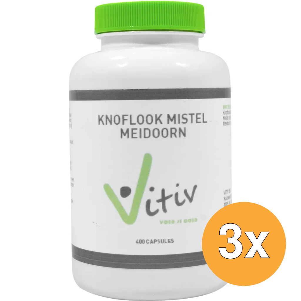 3x Vitiv Knoflook Mistel Meidoorn (400 capsules)