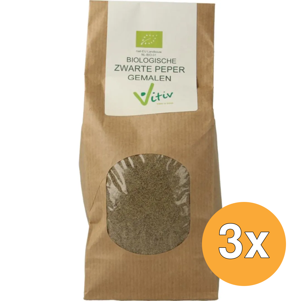 3x Vitiv Peper Gemalen Zwart Bio (250 gr)