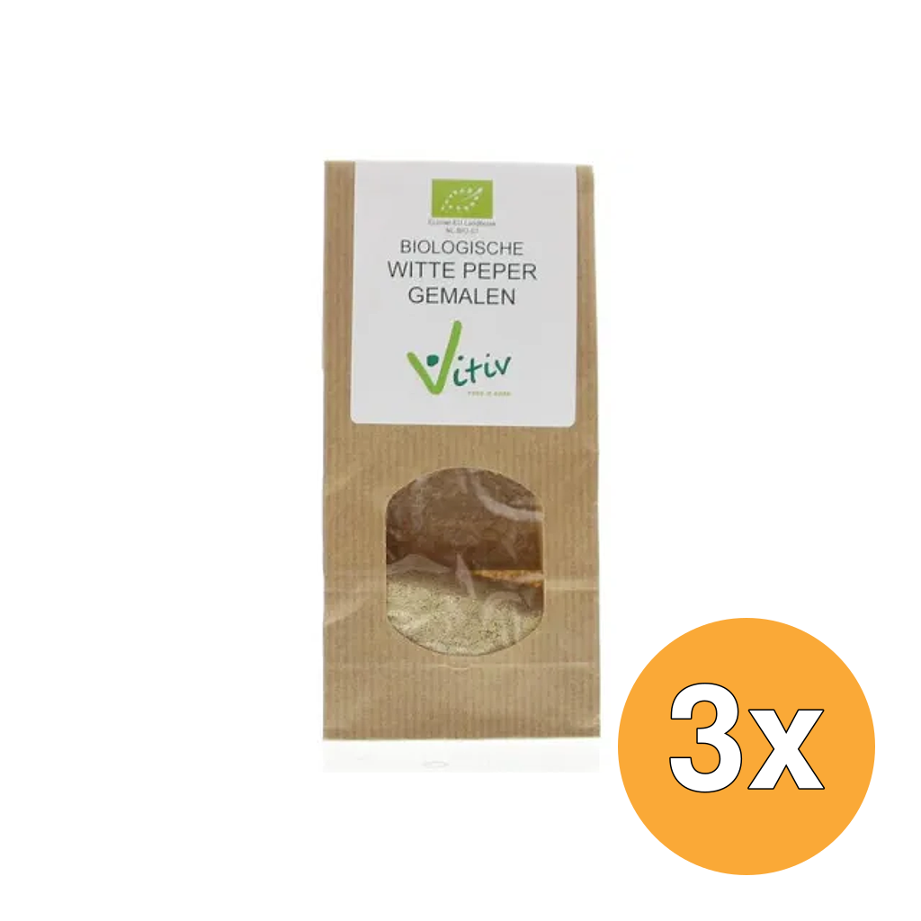 3x Vitiv Peper Wit Gemalen Bio (40 gr)