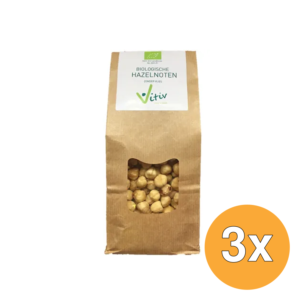 3x Vitiv Hazelnoten Zonder Vlies Bio (250 gr)