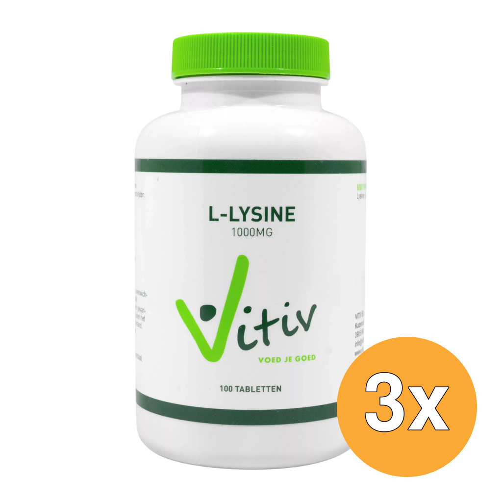 3x Vitiv L-Lysine 1000 Mg (100 tabletten)