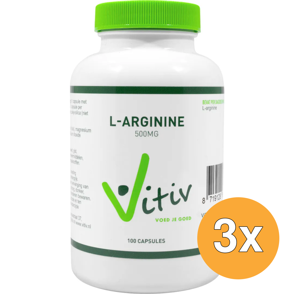 3x Vitiv L-Arginine 500 Mg (100 capsules)