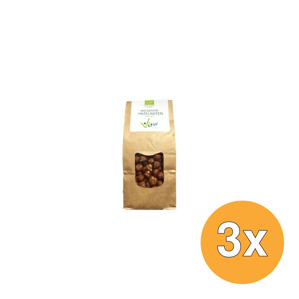 3x Vitiv Hazelnoten Met Vlies Bio (1000 gr)