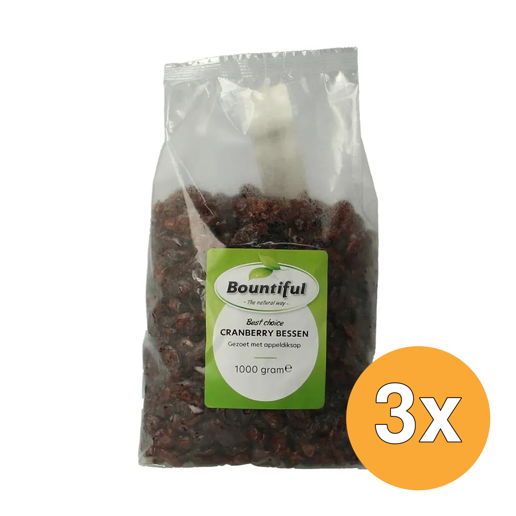 3x Bountiful Cranberries Gezoet Met Appeldiksap (1000 gr)