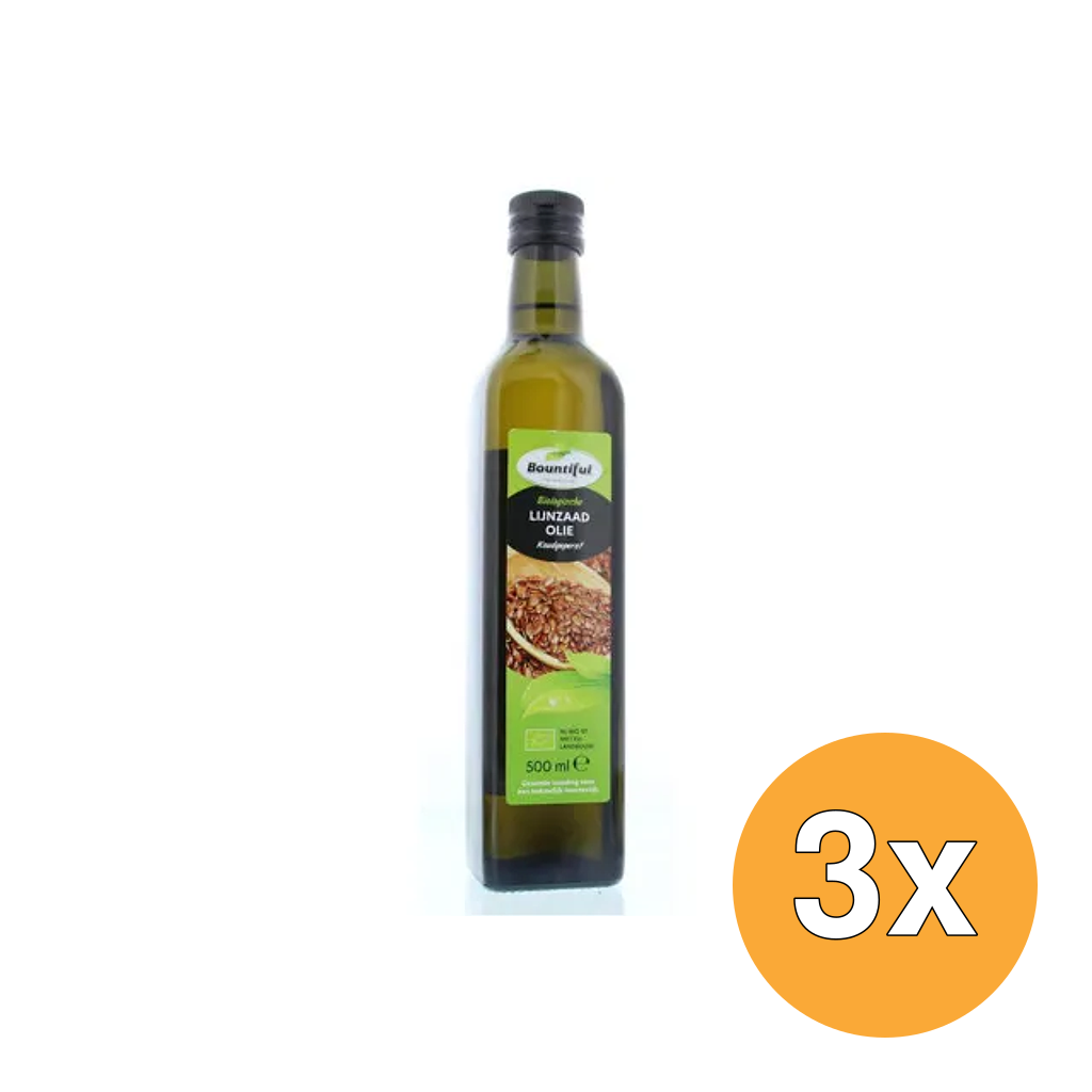 3x Bountiful Lijnzaadolie Bio (500 ml)