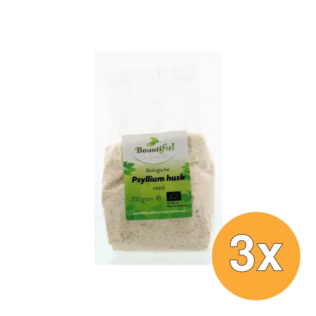 3x Bountiful Psyllium Husk Vezel/Vlozaad Bio (200 gr)