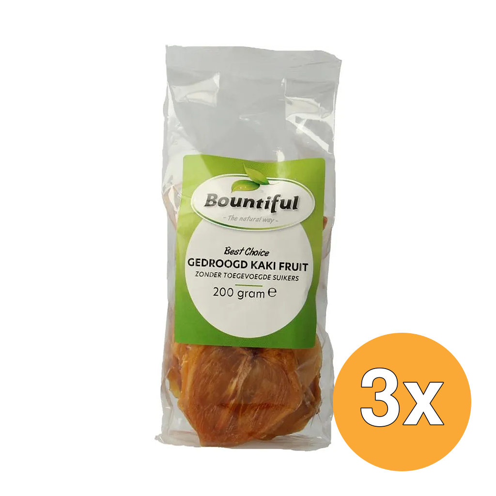 3x Bountiful Kaki Fruit Gedroogd Zonder Suiker (200 gr)