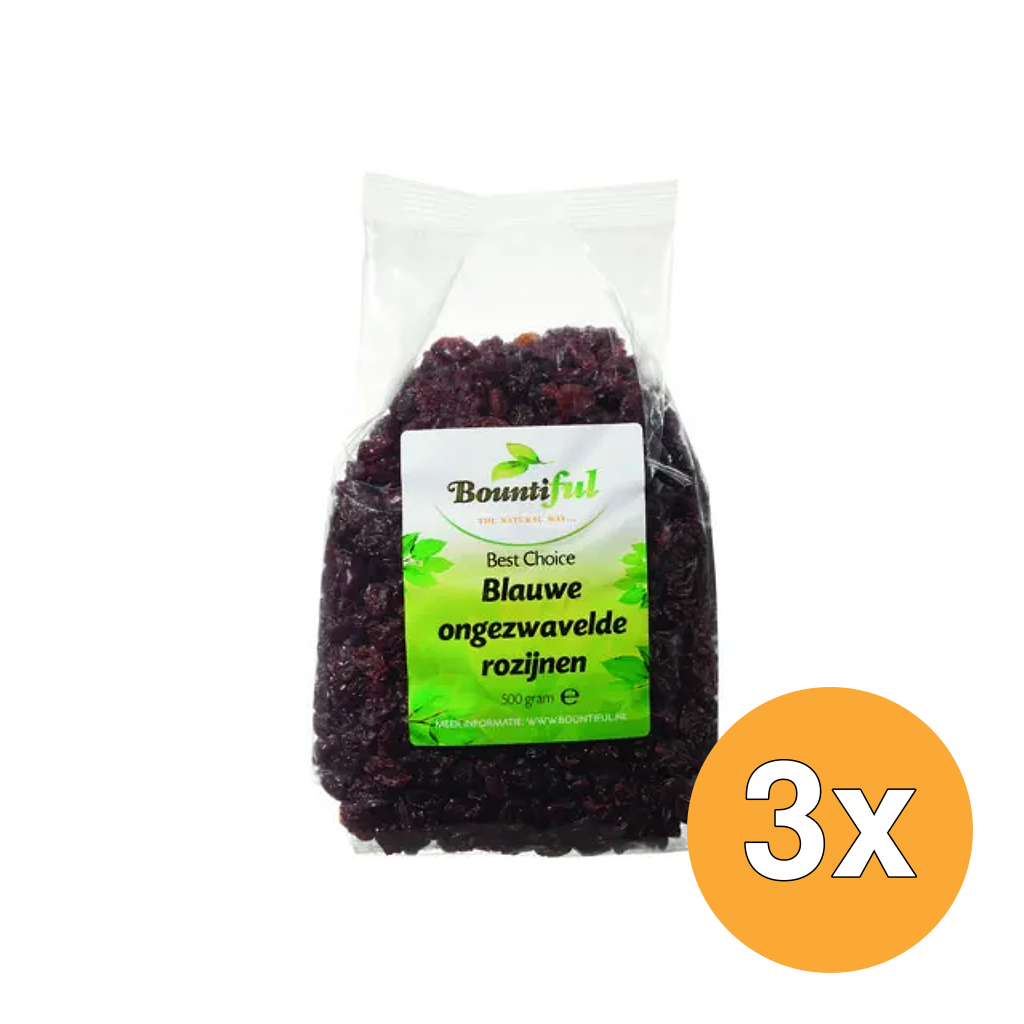 3x Bountiful Rozijnen Blauw Ongezwaveld (500 gr)