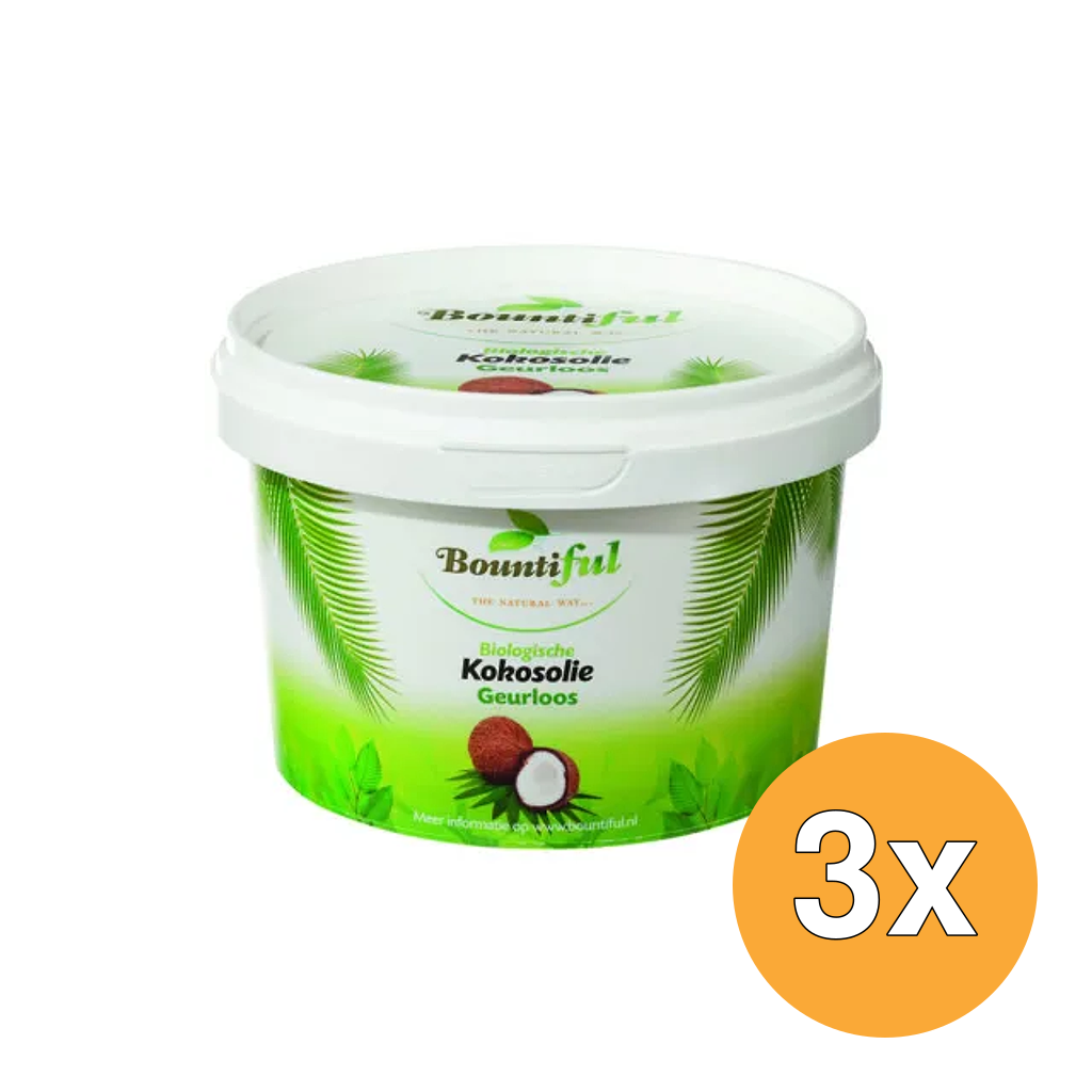 3x Bountiful Kokosolie Geurloos Bio (500 ml)