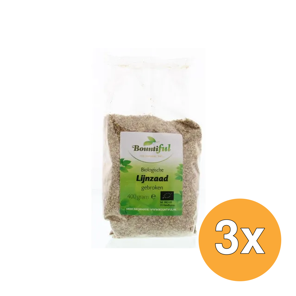3x Bountiful Lijnzaad Gebroken Bio (400 gr)
