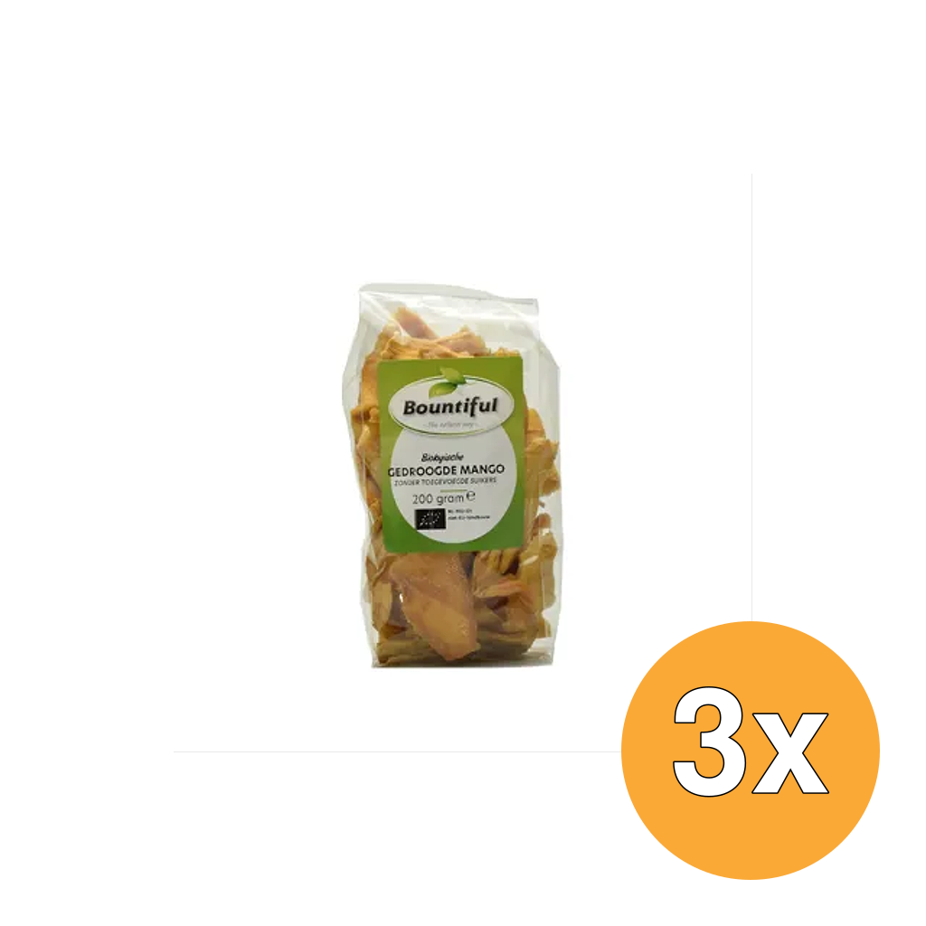 3x Bountiful Mango Gedroogd Zonder Suiker Bio (200 gr)