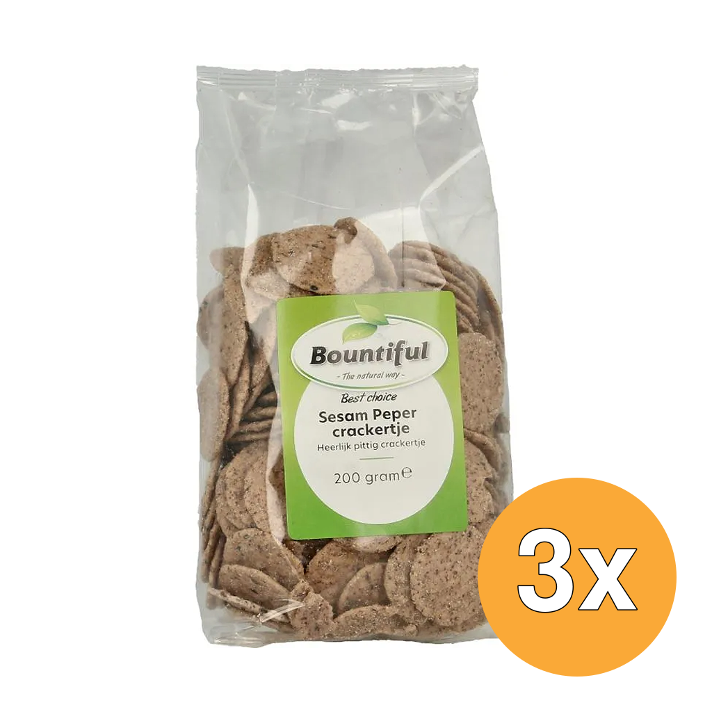 3x Bountiful Sesame Pepper Cracker (200 gr)