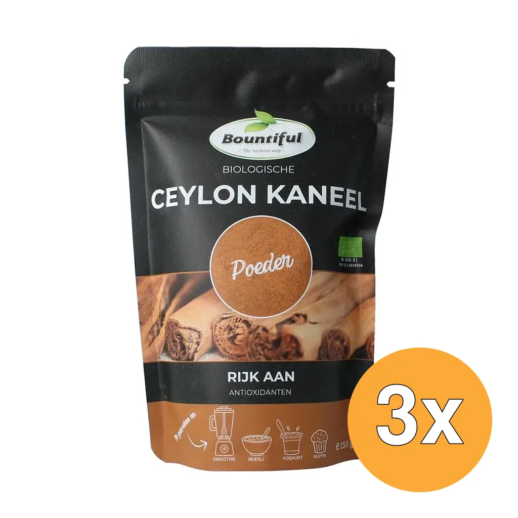 3x Bountiful Ceylon Kaneel Poeder Bio (150 gr)
