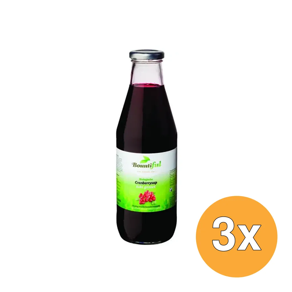 3x Bountiful Cranberry sap gezoet bio (750 ml)