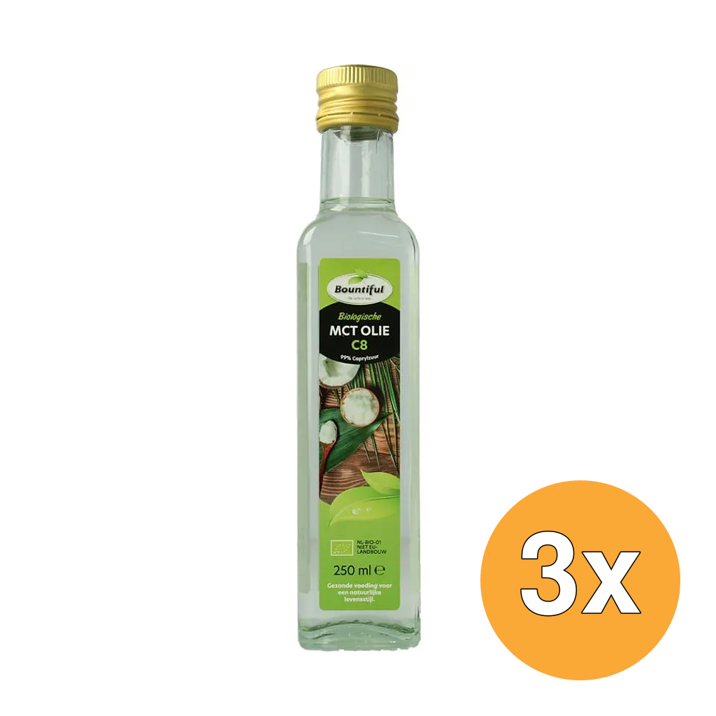 3x Bountiful Mct Olie Coconut Pure - 99% Caprylic Bio (250 ml)