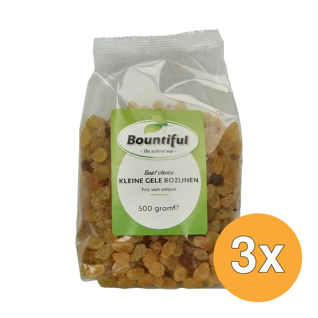 3x Bountiful Rozijnen Geel Klein (500 gr)