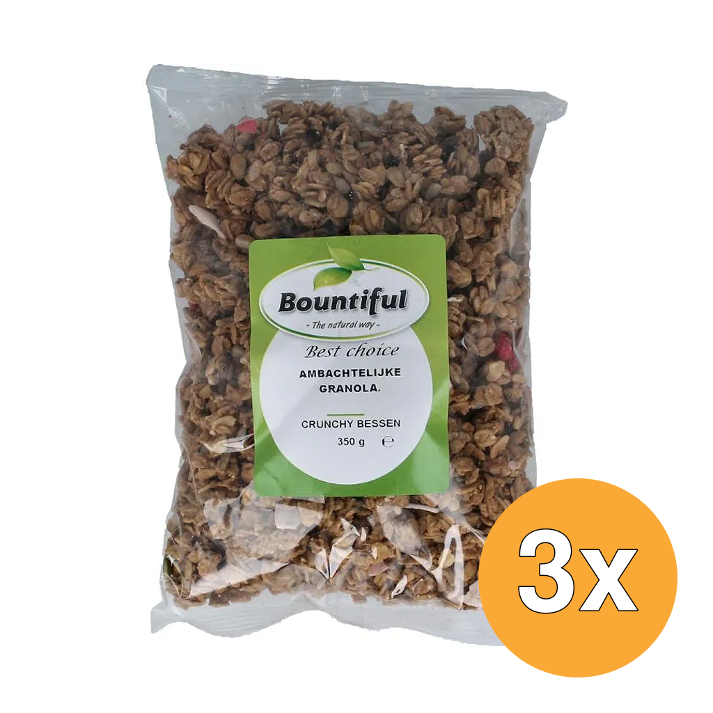 3x Bountiful Ambachtelijke Granola Krunchy Bessen (350 gr)