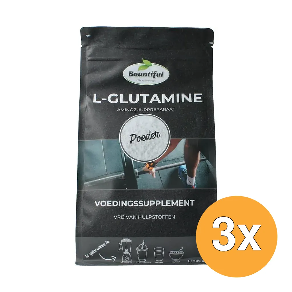 3x Bountiful L-Glutamine Poeder (500 gr)