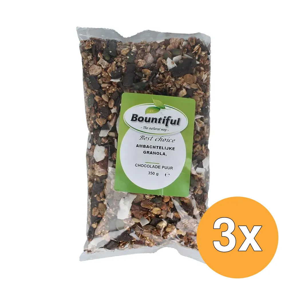 3x Bountiful Ambachtelijke Granola Chocola Puur (350 gr)