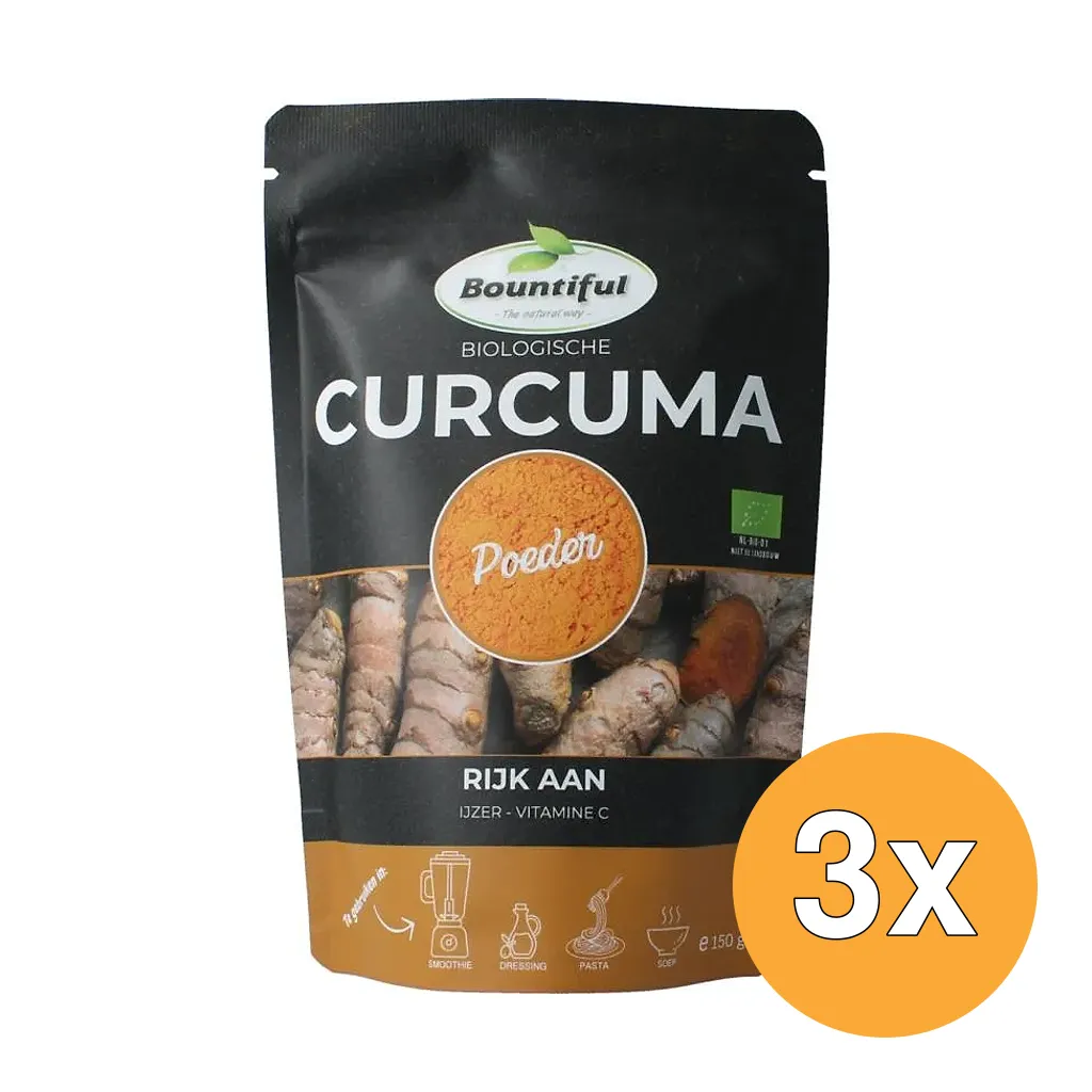 3x Bountiful Curcuma Poeder Bio (150 gr)