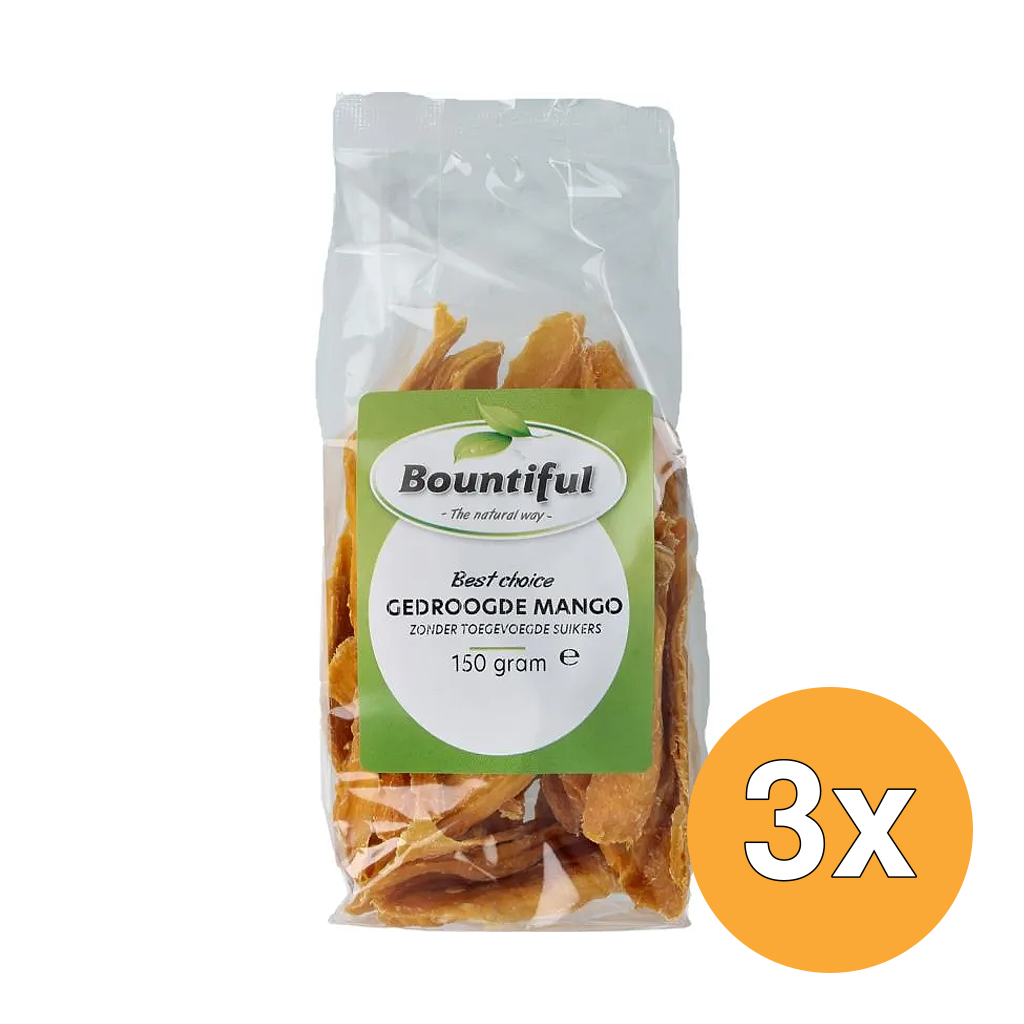 3x Bountiful Mango Gedroogd zonder Toegevoegde Suikers (150 gr)